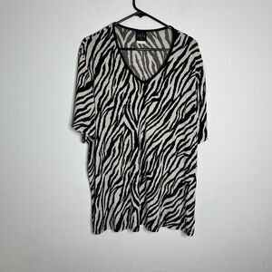 JKLA California Cream/Black Short  Sleeves Women’s Blouse Top Size 2X